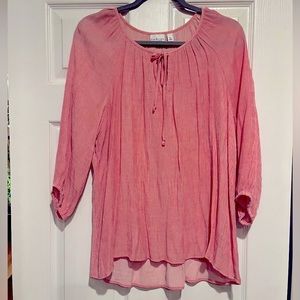 Pink and White flowy blouse